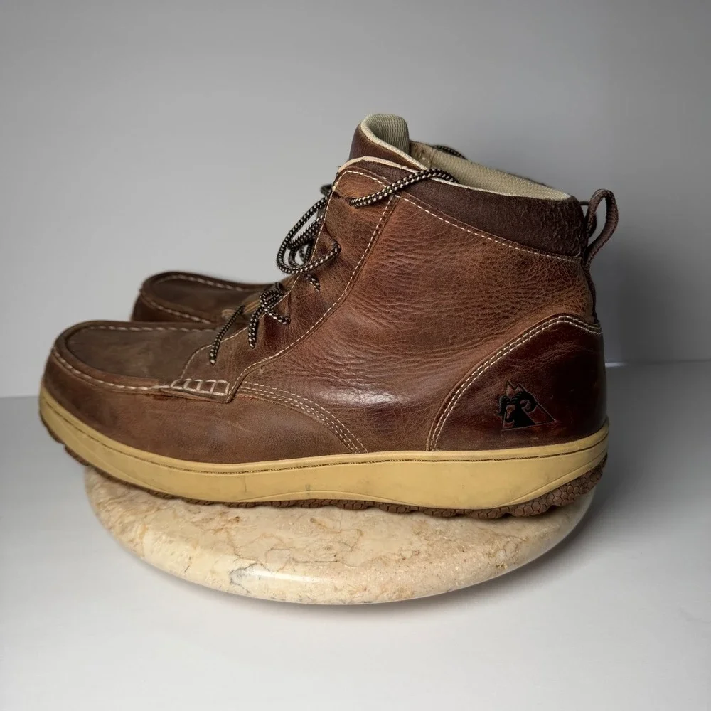 Rocky Outdoor Moc Toe Boots 11.5W Brown Leather Lace Up RKS0632 Mens